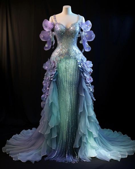 Summer Court, Mermaid Colors, Fantasy Dresses, Fantasy Gowns, Fairytale Dress, Mode Design, Fantasy Dress, Mermaid Fashion, Mermaid Dress