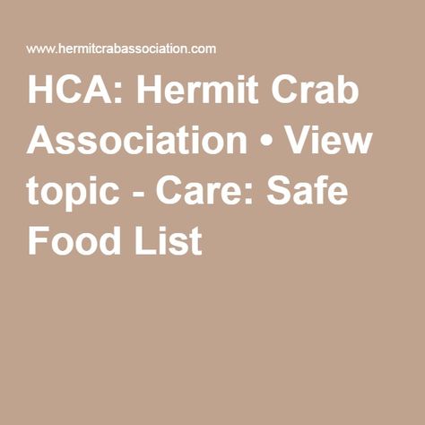 HCA: Hermit Crab Association • View topic - Care: Safe Food List Hermit Crab Food, Big Crab, Crab Food, Creepy Crawlers, Hermit Crabs, Crab Recipes, Hermit Crab, Food List, Lizards