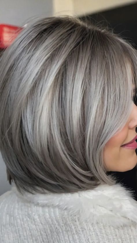 Discover Your Next Look: 15 Stunning Grey Bob Hairstyles 41 Silver Bobs, Silver Ash Hair, Hairstyles With Fringe, Grey Bob Hairstyles, Kinds Of Haircut, Grey Blonde Hair, Grey Bob, Frosted Hair, 50 Hairstyles