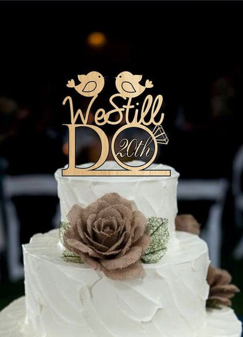 20th Anniversary Cake, 10th Wedding Anniversary Party, Vow Renewal Cake, Best Wedding Vows, Anniversary Cake Designs, 25th Wedding Anniversary Party, Wedding Vow Art, Bird Cake Topper Wedding, Cake Topper Wedding Monogram