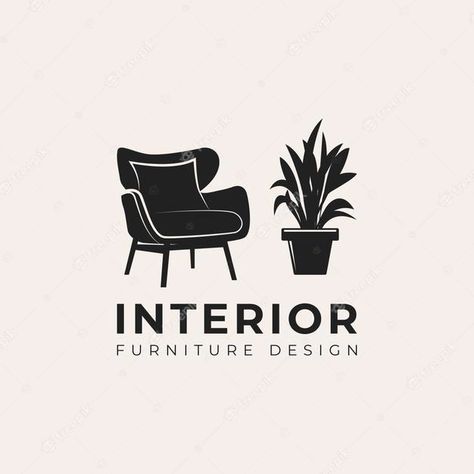 Premium Vector | Minimalist living room interior with chair, indoor plant and home light logo design. room with outline armchair, home decor vector design. furniture design logotype Furniture Logo Design Ideas, Plants Branding, Home Decor Logo Ideas, Interior Design Logo Ideas, Light Logo Design, Interior Decor Logo, Home Decor Logo, Font Idea, Room Logo