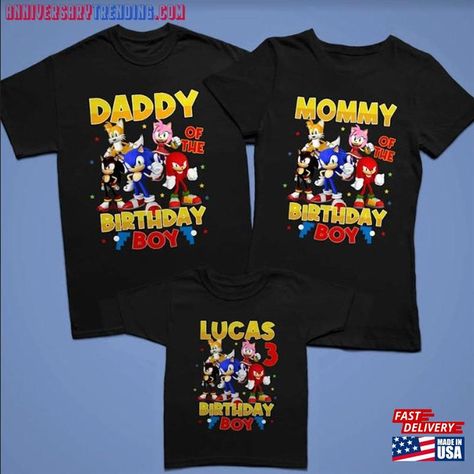 Sonic Birthday Shirts Family, Sonic Birthday Shirt, 3rd Birthday Boys, Matching Birthday Shirts, Hedgehog Birthday, Sonic Birthday, Family Birthday Shirts, Girl Shirts, Personalized Matches