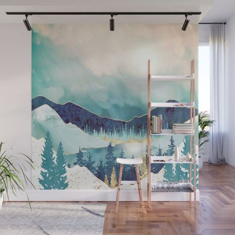 Art Of Silence, Tree Wall Painting, Indoor Mural, Mountain Wall Mural, Pine Walls, Removable Wall Murals, Up House, Star Wall, Natural Landscape