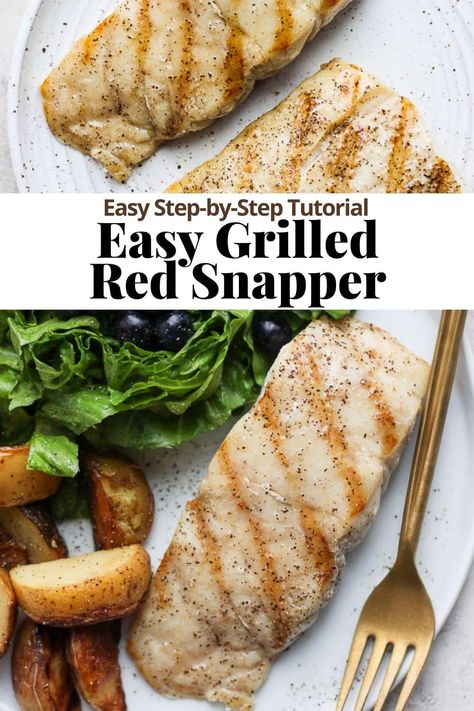 Grilled Red Snapper - A very simple step-by-step process on how to easily cook red snapper on the grill. #grilledredsnapper #grilledredsnapperrecipes #grilledredsnapperfilet #grilledredsnapperfiletrecipes Grill Red Snapper Filet, Snapper On The Grill, Best Way To Cook Snapper, Grilled Snapper Fillet Recipes, Cooking Red Snapper Filets, Grilled Red Snapper Filet Recipes, Grilled Snapper Fish Recipes, How To Cook Red Snapper, Red Snapper Recipes Grilled