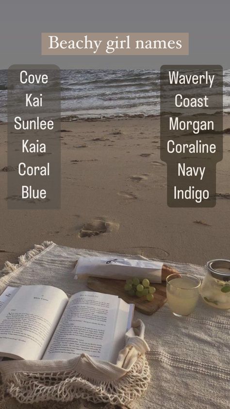 Coastal Baby Names, Beachy Girl Names, Beachy Baby Names, Beachy Names, Beach Names, Australian Names, Ocean Names, List Of Girls Names, Beachy Girl