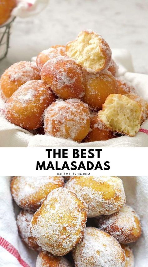 Malasadas Recipe, Hawaii Desserts, Portuguese Dessert Recipes, Portuguese Sweet Bread, Hawaiian Desserts, Doughnut Recipe Easy, Homemade Donuts Recipe, Portuguese Desserts, Rasa Malaysia