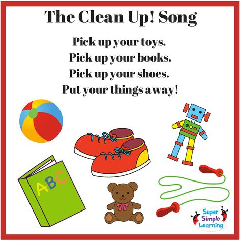 Get kids to pick up their things with The Clean Up! song, by Super Simple Learning. Great for preschool, kindergarten, and at home. Clean Up Song, Transition Songs, Teaching Esl, Songs For Toddlers, Super Simple Songs, Learning French, Classroom Management Strategies, Esl Teaching, Circle Time