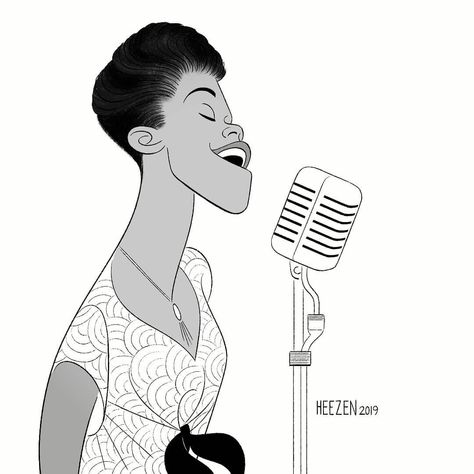 Dean Heezen 🇨🇦 on Instagram: “Hirschfeldian piece of Sarah Vaughan - "Come Rain or Come Shine" . . . #sarahvaughan #jazz #jazzsinger #vocalist #music #musician…” Jazz Singer Character Design, Dean Heezen, Dean Bradshaw Paintings, James Dean Pop Art, Sarah Vaughan, Character Details, Visual Art Lessons, Dean Guitars, Personal Illustration