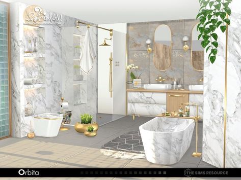 The Sims Resource - Orbita Decor [Patreon] Fake Walls, App Home, The Sims 2, Sims 4 Cc Furniture, Marble Decor, Best Mods, Sims 4 Build, Elegant Bathroom, Sims 4 Cc