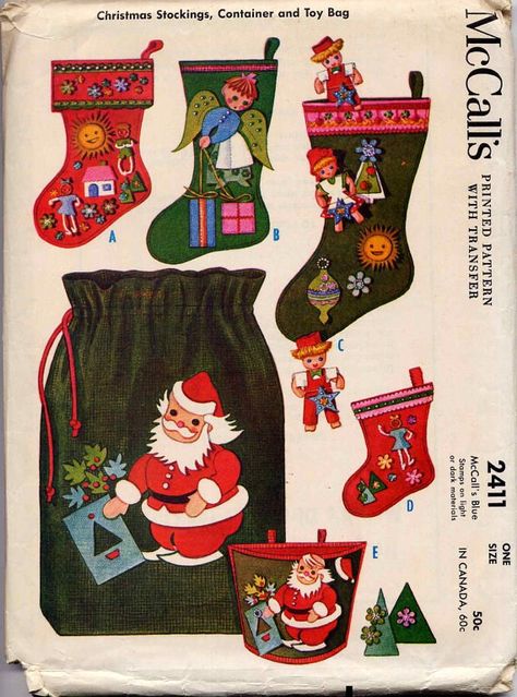 Vintage McCalls Stockings Chinese Christmas, Christmas Sewing Patterns, 1960s Christmas, Vintage Christmas Stockings, Holiday Sewing, Felt Stocking, Vintage Holiday Decor, Christmas Stocking Pattern, Stocking Pattern