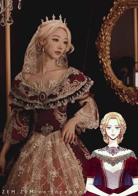 Baroque Dress Aesthetic, Manwha Gowns, The Remarried Empress Dress, Manhwa Princess Dress, Manhwa Gowns, Navier Remarried Empress, Empress Outfit, Empress Aesthetic, Manhwa Dress