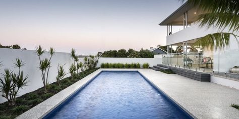 Concrete Pool Surround, Pool Edging, Small Pools Backyard, Pool Surround, Pool Surrounds, Pool Paving, Concrete Swimming Pool, Outdoor Pool Area, Pool Shapes