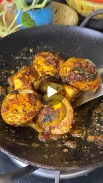 Aiswarya Raj on Instagram: "🥚Spicy Masala Egg Fry 🍳  Recipe ⬇️  Cook eggs in boiling water for 13-14 min. Peels the shell and cut into two halves. To a pan.Add coconut oil.Once oil is hot.add onion and curry leaves . Saute till onion cooks well. Keep flame In low heat.Add crushed red chilli,turmeric powder,Kashmiri chili powder and cumin powder. Give  quick mix .Add boiled egg ,salt and pepper powder. Cook for a minute(Splash a teaspoon of water in order to avoid burning ) Masala Egg is ready to serve. No Repost🚫  Follow @mommycooltales_aishu for more videos  . . . . . . . . . . . . . #egg #eggfry #mutta #muttafry #eggporichathu #naadan #naadanfood #naadan_vibes #thaninadan #pazhamkanji #chattichoru #chorumcurryum #easyrecipes #homecooked #mommycooltales_aishu #reelsviral #trendingreels Egg Masala Fry, Egg Fry Recipes Indian, Masala Eggs, Egg Fry, Cook Eggs, Turmeric Powder, Pepper Powder, Boiled Egg, Red Chilli