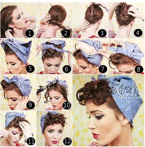 Vintage Pin Up Hairstyle http://thepinuppodcast.com  re-pinned this because we are trying to make the pinup community a little bit better. Cabelo Pin Up, Pin Up Curls, Retro Hairstyles Tutorial, Vintage Hairstyles Tutorial, 50s Hairstyles, Rockabilly Hair, Pin Up Hair, Hairstyles Updo, Hairstyle Tutorial