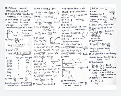 Alternating Current Notes, Alternating Current Formula Sheet, Thermodynamics Formulas, Notes Physics, Neet Physics, Formula Sheet, Neet Notes, Ftd Flowers, Chemistry Study Guide