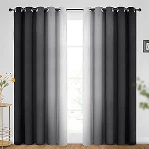 SimpleHome Ombre Room Darkening Curtains for Bedroom, Gradient Black to Grey White Light Blocking Thermal Insulated Grommet Window Curtains/Drapes for Living Room,2 Panels, 62x84 inches Length Office Curtains, Brown Curtains, Light Blocking Curtains, Drapes For Living Room, Simple Curtains, Curtains For Bedroom, Grey Curtains, Black Curtains, Darkening Curtains