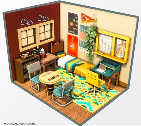 Sims 4 University Dorm, Sims 4 Dorm Room, Sims 4 Dorm, 1920s Bedroom, Dorm Planning, University Dorms, Sims 4 Bedroom, Sims 4 House Building, Sims 4 House Design