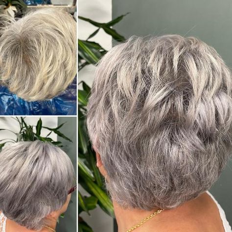 Over 70 Short Gray Layered Hairstyle Thick Short Hair Cuts, Gray Silver Hair, Short Layered Hair, Hair Stules, Boy Haircuts Short, Blonde Layered Hair, Bunny Hair, Layered Haircuts For Women, Sheer Nails