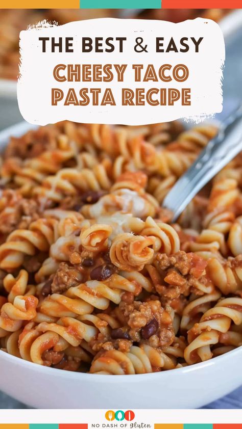 Looking for a simple, crowd-pleasing dinner? This Cheesy Taco Pasta Recipe blends taco-seasoned beef, salsa, and creamy melted cheese with tender pasta. Perfect for busy nights! Save this recipe and try it out tonight! Taco Pasta With Salsa, Taco Meat And Noodles, Taco Alfredo Pasta, Mexican Cold Pasta, Simple Supper Ideas, Taco Dinner Ideas, Creamy Taco Pasta, Easy Taco Pasta, Taco Pasta Recipe