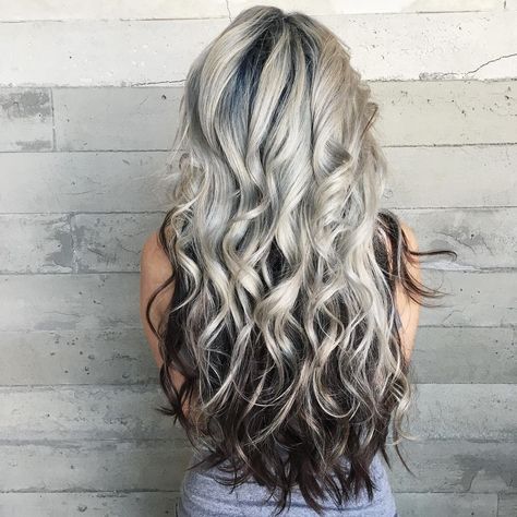 1,357 Likes, 22 Comments - Color Rainbow Hair Los Angeles (@hairhunter) on Instagram: “🖤MY SÖUL🖤 is pink and grey. I'm sure of it. Used @matrix and @pulpriothair to create this pretty…” Blonde Hair With Brown Underneath, Dark Underneath Hair, Blonde Underneath, Tan Skin Blonde Hair, Blonde Highlights On Dark Hair, Platinum Blonde Highlights, Balayage Blond, Hair Color Underneath, Dyed Blonde Hair