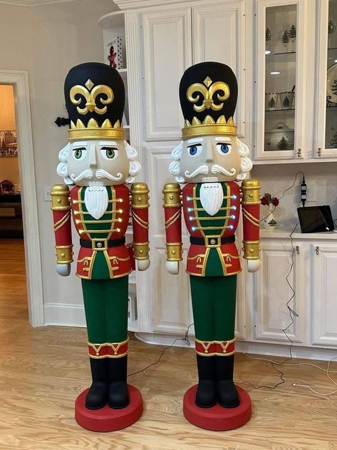 Walmart Nutcracker Makeover, Porch Nutcracker, Nutcracker Diy, Nutcracker Ideas, Nutcracker Figures, Nutcracker Christmas Decorations, Christmas Staircase, 2024 Ideas, Christmas Window Decorations