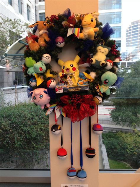 Anime Wreath, Pokemon Christmas Decorations, Pokémon Christmas Tree, Pokemon Wreath, Pokemon Christmas Tree, Pokemon Christmas Gifts, Pokémon Christmas, Pokemon Christmas Ornaments, Christmas Decoration Crafts