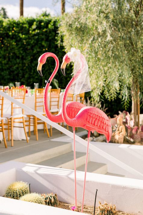 A Palm Springs wedding at a Mid-Century home | Browse Wedding & Party Ideas | 100 Layer Cake 60s Palm Springs Pool Party, Retro Palm Springs Wedding, Palm Springs Party Theme, Palm Springs Pool Party, Palm Royale, Palm Springs Party, Vintage Palm Springs, Palm Springs Retro, Flamingo Wedding