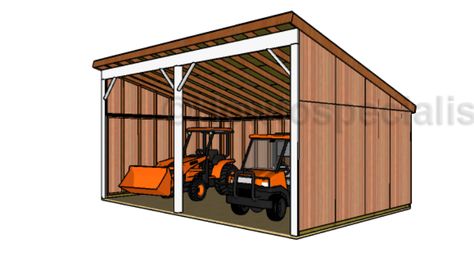 16x24 Run In Shed Plans | HowToSpecialist - How to Build, Step by Step DIY Plans Loafing Shed Plans, Building A Wood Shed, Tractor Shed, 10x10 Shed Plans, 10x12 Shed Plans, Shed Plans 12x16, Shed With Porch, Loafing Shed, Build Your Own Shed