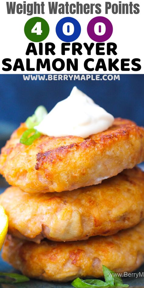 Air Fryer Salmon Cakes, Weight Watchers Salmon, Ww Green Plan, Air Fryer Salmon Patties, Weight Watchers Meals Dinner, Salmon Cakes Recipe, Salmon Recipes Pan Seared, Salmon Recipes Baked Healthy, Plats Weight Watchers