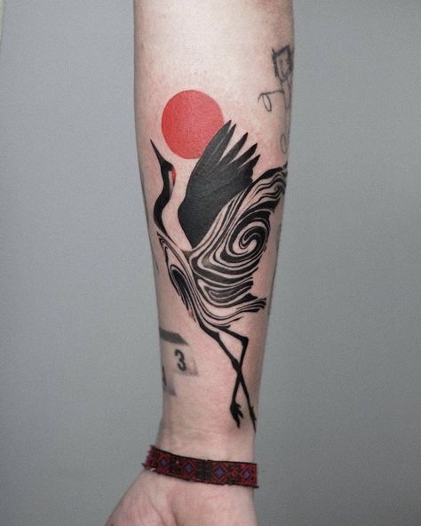 Japanese Crane Tattoo, Small Japanese Tattoo, Vogel Tattoo, Crane Tattoo, Japanese Crane, Ornamental Tattoo, Arm Band Tattoo, Bird Tattoo, Japanese Tattoo Designs