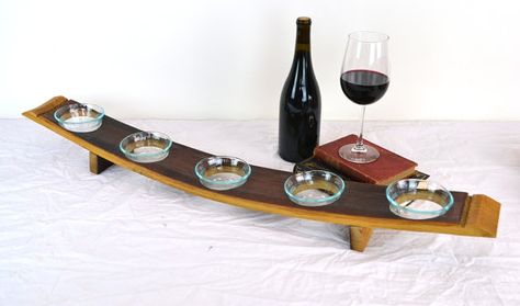 Wine Stave Candle Holder, Beer Flight Tray, Winery Ideas, Wine Barrel Crafts, Napa Wineries, Barrel Projects, Beer Flight, Whiskey Barrels, Napa Wine