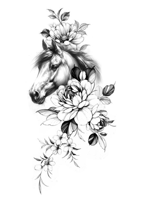 Best Friend Horse Tattoos, Horse Tattoo Sleeve For Women, Horse Tattoo Sleeve, Horse Tattoo With Flowers, Horse And Flower Tattoo, Memorial Horse Tattoo, Horse Memorial Tattoo, Horse Heart Tattoo, Horse Head Tattoo