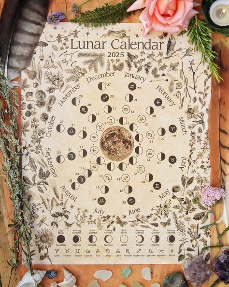 This listing is for an unframed Lunar Calendar for 2025 in size 11 x 14 inches. We designed this print based on historical botanical and wildlife illustrations. The calendar includes dates for all New, Full and 1st and 3rd quarter Moons plus the star signs that each of the New and Full Moons fall in.  PLEASE NOTE: Dates are correct for UK time zone. -The design is printed on uncoated, recycled 300 gsm card. -This print is also available in a smaller size - 8 x 10 inches and a A6 card (please see 2024 Astrology Calendar, 2024 Moon Phase Calendar, Lunar Calendar 2024, Moon Calendar 2024, Moon 2024, Pagan Moon, Seasonal Calendar, Uk Nature, Moon Calendar