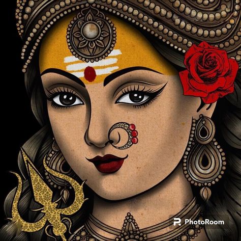 Maa Durga Drawing, Durga Maa Paintings, Adi Shakti, Goddess Kali Images, Canvas Art Painting Abstract, Durga Devi, Bengali Art, Modern Art Canvas Painting, Durga Painting