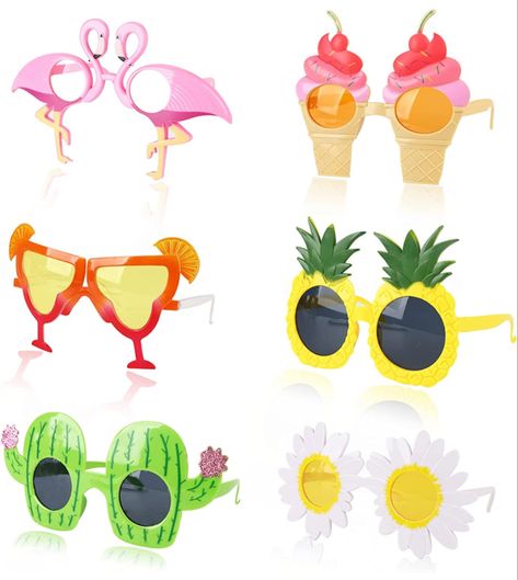 Fun Summer Party Sunglasses, Summer Beach Plastic Sunglasses, Summer Beach Shield Sunglasses Plastic, Flamingo Sunglasses, Pineapple With Sunglasses, Novelty Sunglasses, Funny Glasses, Summer Beach Party, Beach Sunglasses