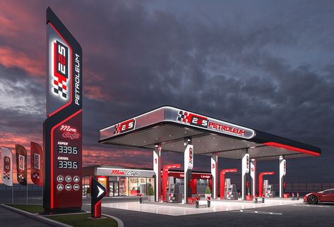 Create of a gas station design. on Behance Gas Station Design Architecture, Fuel Station Design, Gas Station Architecture, Gas Station Design, محطة وقود, Architecture Branding, Fuel Station, Architecture Industrial, Gas Company