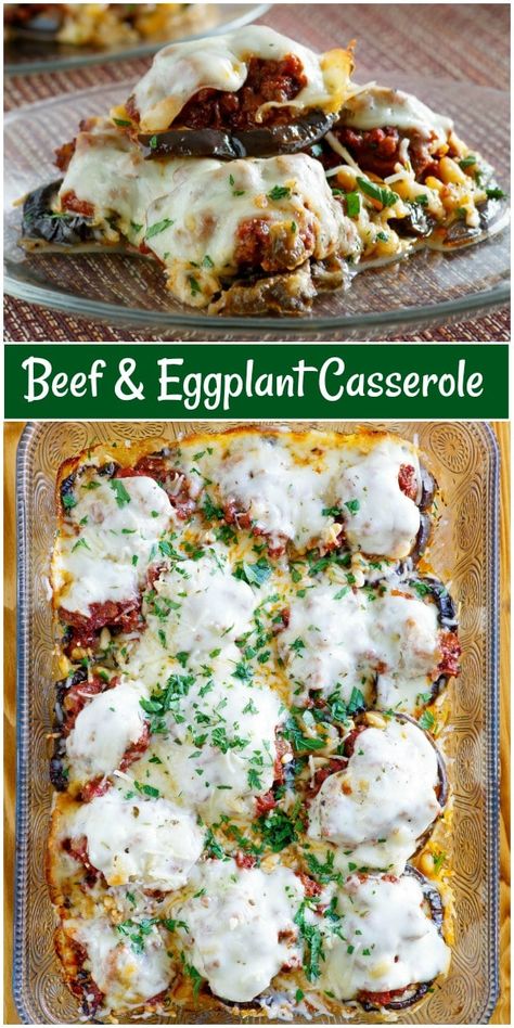 Beef and Eggplant Casserole recipe from RecipeGirl.com #beef #eggplant #casserole #dinner #recipe #RecipeGirl Egg Plant Casserole Recipes, Eggplant Pie, Beef Eggplant, Atkins Meals, Supper Casseroles, Cozy Casseroles, Casserole Beef, Casserole Dinners, Eggplant Casserole