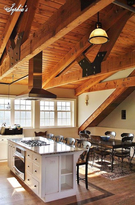 Barn Loft Apartment, Beam Ceilings, Barn With Living Quarters, Barn Apartment, Barn Loft, Wood Cabin, Building A Barn Door, Dream Farmhouse, Barn Living