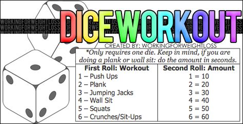 Workout Dice, Dice Workout, Workouts Tips, Crossfit Kids, Workout Fun, 30 Day Fitness, Simple Exercises, Fit Girl Motivation, 30 Day Workout Challenge