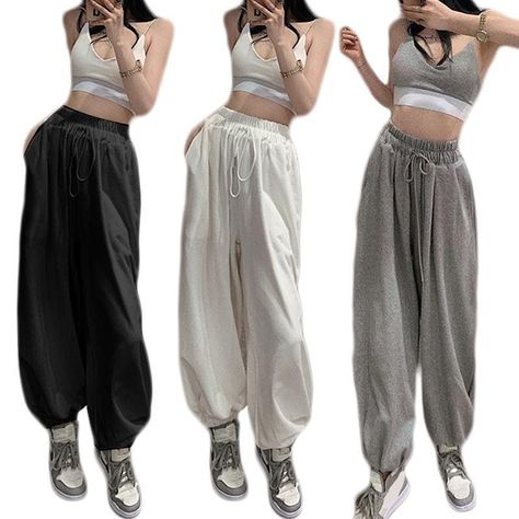 Women Drawstring Waist Sport Jogger Pants Baggy Loose Hip Hop Solid Sweatpants 100% brand new and high qualityFeatures: High waisted, ribbed wide elastic waistband with adjustable drawstring, tummy control, stay in place. Wide leg, baggy loose fitting long pants, elasticated cuffs, two side pockets, convenient to put phone, keys or wallets. Workout baggy jogger lounge pants women, fashion hiphop hippie style, great to pair with any tops, shirt, sweatshirt. Made of high quality polyester material Hip Hop Baggy Pants With Drawstring, Baggy High Waist Hip Hop Sweatpants, Baggy Wide-leg Jogging Pants, Baggy High-waisted Joggers With Pockets, Baggy Full-length Joggers With Pockets, Pants Drawing, Hip Hop Pants, Pants Baggy, Lounge Pants Womens