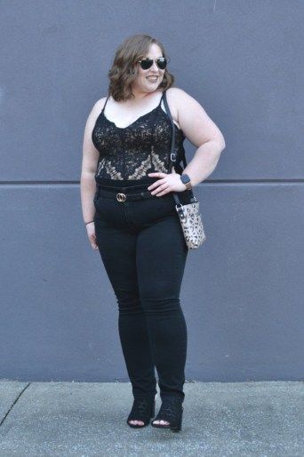 Plus Size Night Out Tops, Plus Size Lace Bodysuit Outfit, Plus Size Bodysuit Outfit, Plus Size Night Out Outfit Clubwear, Bodysuit Outfit Plus Size, Lizzo Concert, Plus Size Night Out Outfit, Summer Going Out Outfit, Lace Bodysuit Outfit