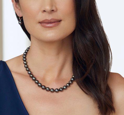 GIA Certified Tahitian Round South Sea Pearl Necklace South Sea Pearl Necklace, Tahitian Pearl Necklace, Black Pearl Necklace, Tahitian Black Pearls, Jewelry Appraisal, Cultured Pearl Necklace, Buy Necklace, Pearl Necklaces, Sea Pearl