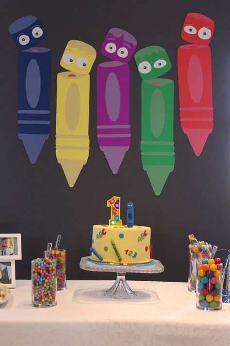 Color Crew Birthday Party, Color Crew Birthday Party Ideas, Crayola Birthday Party, Crayon Birthday Parties, Baby First Tv, Lincoln Birthday, Kids Painting Party, Kylie Birthday, Baby Boy 1st Birthday Party