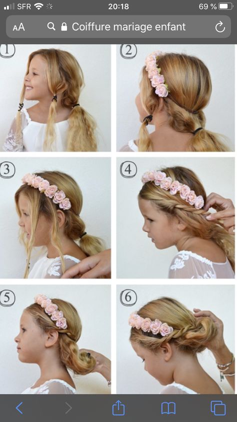 First Communion Hairstyles, Communion Hairstyles, Flower Headdress, Wedding Hairstyles Tutorial, Simple Prom Hair, Dance Hairstyles, Flower Girl Hairstyles, Wedding Hair Flowers, Curly Girl Hairstyles