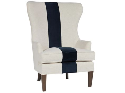 Coastal Wingback Chair, Deconstructed Wingback Chair, Living Room Types, Mesa Exterior, Universal Furniture, High Fashion Home, Kathy Kuo Home, Wing Chair, Navy Stripes