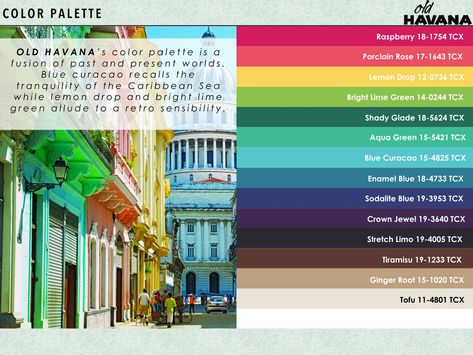 Havana Color Palette, Cuban Color Palette, Cuban Color Palette Havana Cuba, Cuban Interior Design Havana Cuba, Havana Graphic Design, Havana Photography, Havana Color, Blue Curacao, Lemon Drop