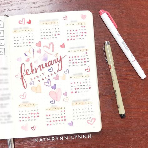 Kathryn🌸 on Instagram: “February habit tracker. ❤️💕💜 What do you like to keep track of each month?” Feb Habit Tracker, Habit Tracker February, February Habit Tracker, February Bujo, Tracker Ideas, Journal 2024, Bullet Journal Themes, Journal Themes, Bullet Journal Ideas Pages