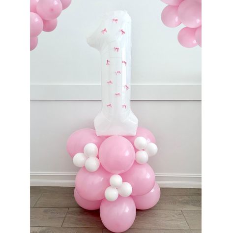 Pink Bow Balloon Arch, Pink Bow Party Decorations, Tutu Cute Birthday, Bow Birthday Party, Coquette Birthday, 3 Balloon, Birthday Party Pink, Balloon Tower, Bow Birthday