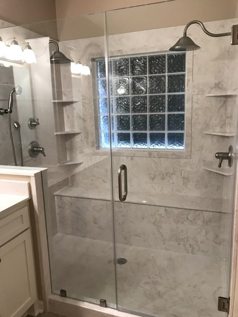 Bathroom Remodel Jacuzzi Tub, Replace Tub With Shower, Jet Tub To Shower Conversion, Washroom With Jacuzzi, Jacuzzi Tub To Walk In Shower Remodel, Corner Jacuzzi Tub Bathroom, Shower Redo, Remove Jacuzzi Tub Master Bath, Shower With Bench