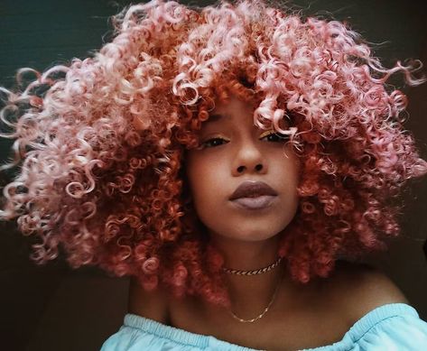 Cool Pink Hair, Hair Color Ideas For 2023, Curly Pink Hair, Peach Hair Colors, Pink Hair Color Ideas, Pink Hair Color, Short Natural Curly Hair, Rainbow Hair Color, Peach Hair